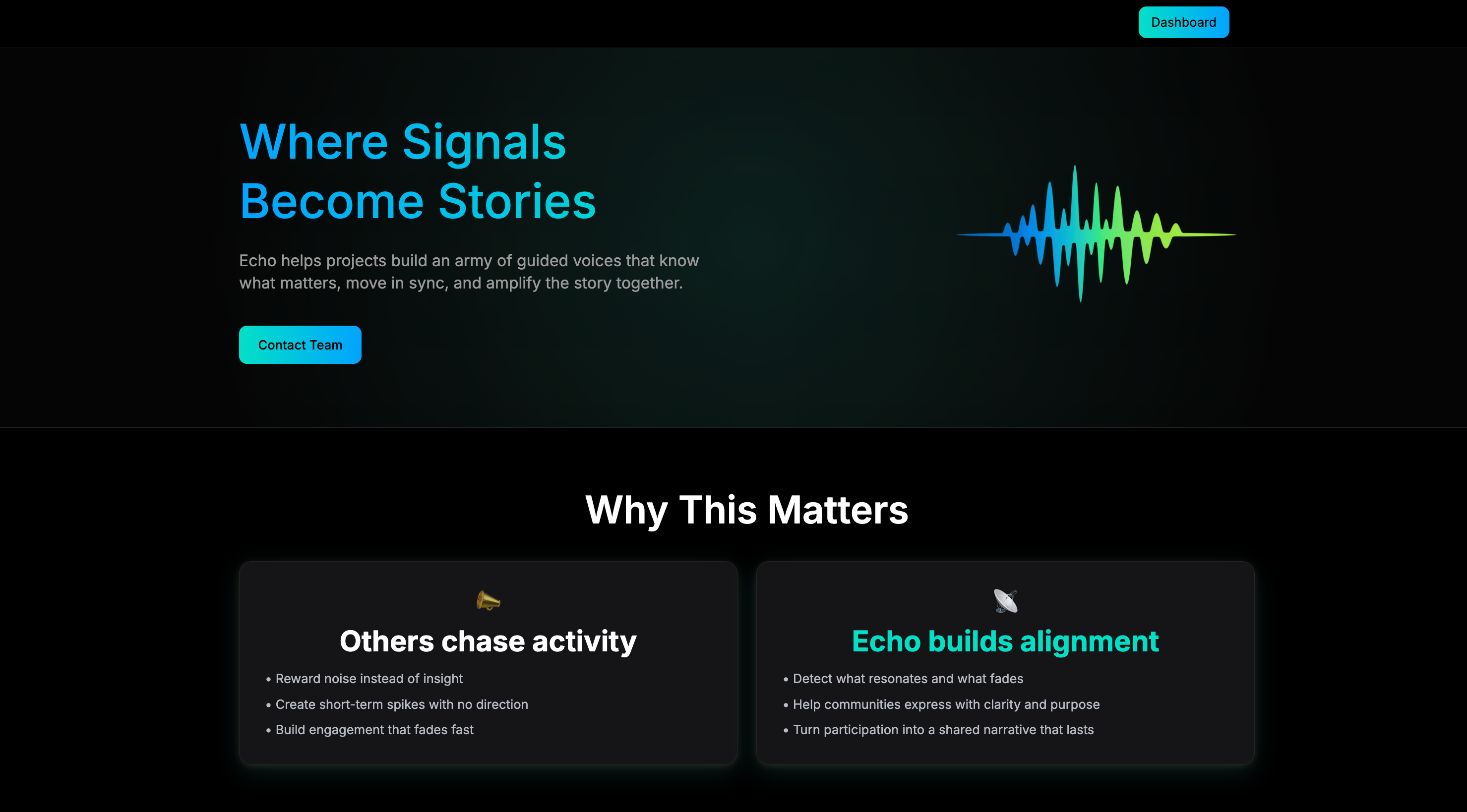 ECHO Landing Page - Where Signals Become Stories